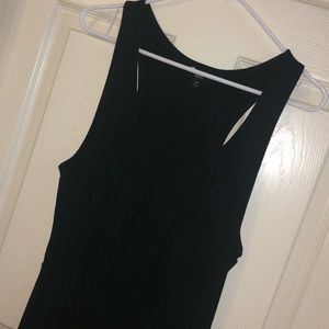 Solid black ruffle maxi dress